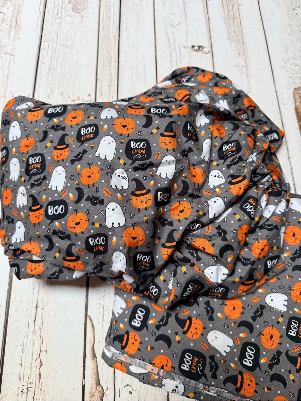 Halloween Ghost & Pumpkin Kids sheets Set - Gray, Orange & White. Full